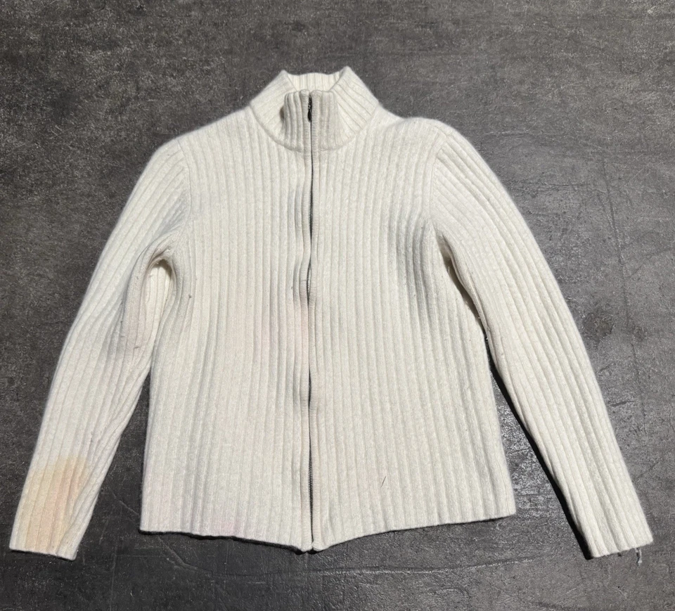 Vintage Lauren Ralph Lauren Cashmere Wool Fur Full Zip Jacket Preppy Old Money L - Image 1 of 4