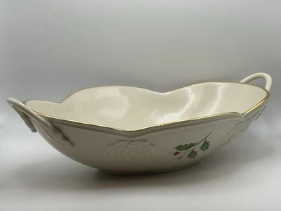 Lenox 11" mango en relieve ovalado cuenco vacaciones (dimensión) Foto 1 de 4