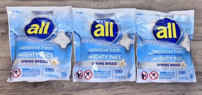 All Sensitive Fresh Mighty PACs Laundry Detergent, Spring Breeze 19ct Lot Of 3 - Image 1 of 2