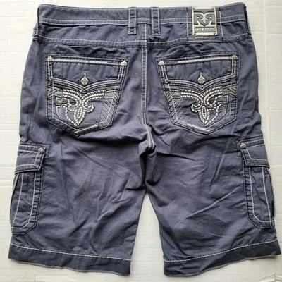 Pantalones Cortos Rock Revival Para Hombre 40 Azul Marino Clásicos Carga Puntada Gruesa Envejecidos Foto 1 de 4