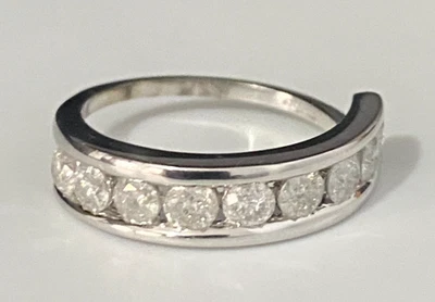 9K White Gold & 1.0CT Diamond Wedding Band Ring W/Certificate Size K  -  5 3/8 - Image 1 of 4