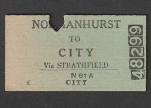 BILLETE DE TREN VINTAGE DE LOS FERROCARRILES DEL GOBIERNO NORMANHURST A LA CIUDAD DE LOS AÑOS 60 - Imagen 1 de 2