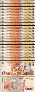 Romania 5000 Lei 1998, UNC, 20 Pcs LOT, Consecutive, P-107 - Picture 1 of 5