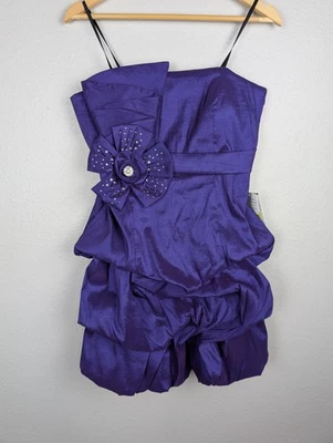 Jodi Kristopher Dress Womens 13 Strap Mini Floral Crystal Accents NWT Prom - Image 1 of 4