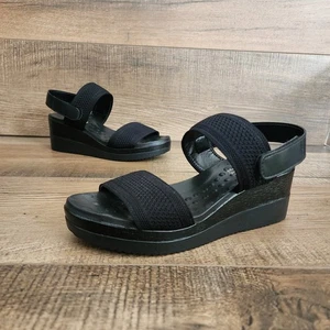 Malu Black Super Comfort Women's Strappy Wedge Patform Sandals US 6 Brazil Sz 35 - Picture 1 of 10