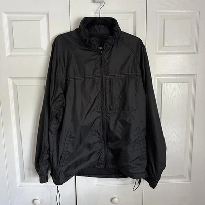 Chaqueta cortavientos vintage antigua azul marino para hombre M Ripstop negra con capucha forrada de malla 00s Foto 1 de 4