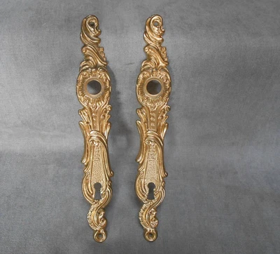 paire Plaques de Porte Propreté  Anciennes Bronze laiton marquées Louis XV st - Photo 1/4