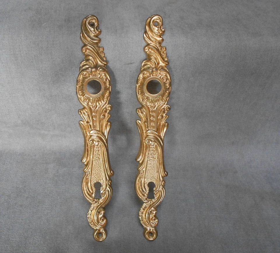 paire Plaques de Porte Propreté  Anciennes Bronze laiton marquées Louis XV st - Photo 1/4