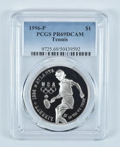 1996-P Olympic Tennis Commemorative Dollar PR69 DCAM PCGS Blue Label *4499 - Picture 1 of 5