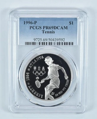 1996-P Olympic Tennis Commemorative Dollar PR69 DCAM PCGS Blue Label *4499 - Image 1 of 4
