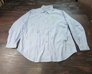 Koret City Blues Womens White Blue Striped Embroidery Long Sleeve Shirt L *Note - Picture 1 of 11