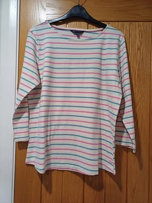 CREWE CLOTHING 100% BRETON T SHIRT IVORY STRIPE 16 - Image 1 of 3