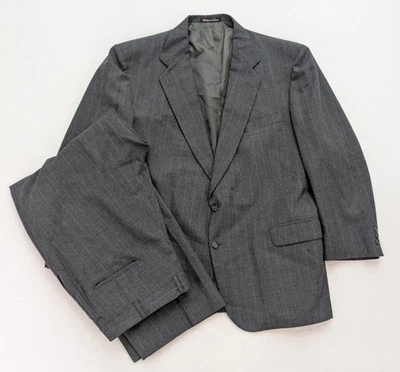 Stafford Men's Suit Size 48R Gray Pinstripe Pleated Front Pants Sz38x29 - Image 1 of 4
