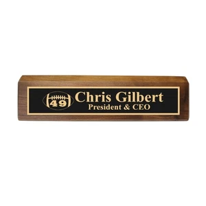 Desk Wedge Name Plate - PERSONALIZED - Football - WITH YOUR NUMBER - 11 Inches - Picture 1 of 10