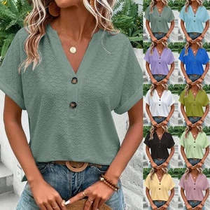 Fashion Must Have einfarbiges Damen-T-Shirt mit V-Ausschnitt für Frühlingsausflüge - Bild 1 von 37