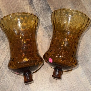 Amber Honeycomb Sconce Votive Cup Peg Holder Set Of 2 Made In Mexico - Picture 1 of 3