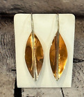 Plain Copper Straight Leaf Sterling 925 Silver Earrings Fashion Jewellery