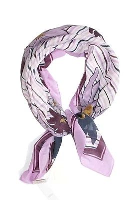 Bufanda Ann Taylor LOFT NUEVA CON ETIQUETAS $34 lavanda/azul marino floral algodón/seda borde cuadrado Foto 1 de 3