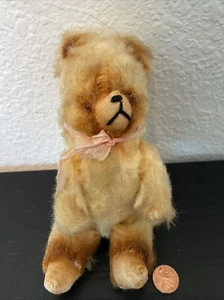 Vintage Steiff Germany Jointed Posable Bear Mohair Plush 7in no ID/Tag B - Picture 1 of 11