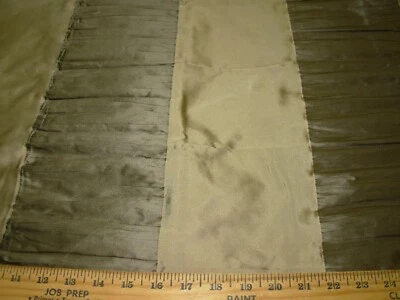 1 2/8 YDS~100% SILK REMNANT RUSHED STRIPED DRAPERY UPHOLSTERY FABRIC FOR LESS - Image 1 of 2