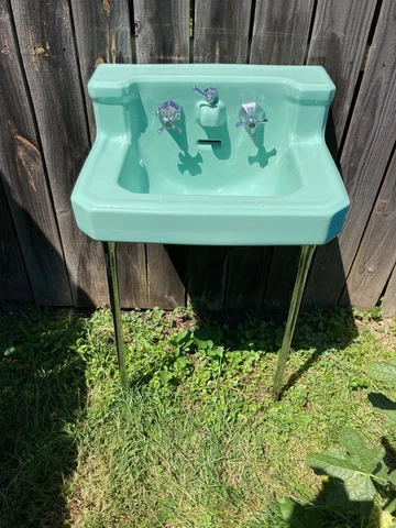 Antique Standard Companion Sink Chrome Legs and integrated Faucet Circa 1940s Cover