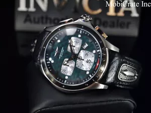 Rare Invicta Men 51mm S1 Swiss Quartz Chronograph Green CF Dial Leather SS Watch - Picture 1 of 12
