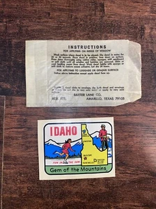 Vintage Idaho Gem Of The Mountains Decal Sticker Travel Tourist w/ wax paper - Picture 1 of 1