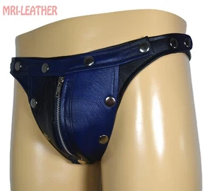 Leather thong ,Men Thong ,Soft Tow Tone Leather Thong,Underwear - Picture 1 of 5