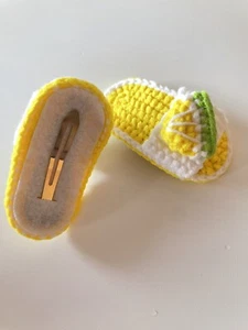 handmade 2 pieces lemon slippers hair clips - Picture 1 of 3
