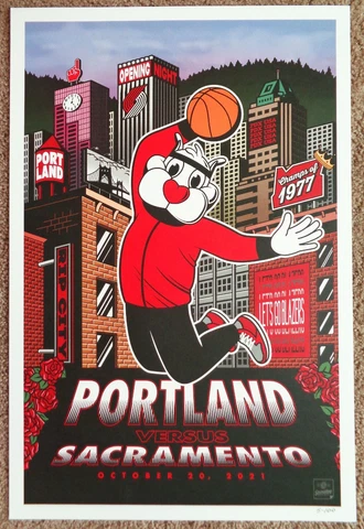 Portland Trailblazers GAMEDAY POSTER 5/100 Sacramento Kings Blazers 10-20-21 Cover