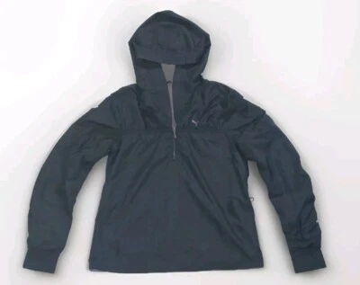 Chaqueta cortavientos Puma 1/4 cremallera + capucha para mujer talla pequeña negra y púrpura  Foto 1 de 4