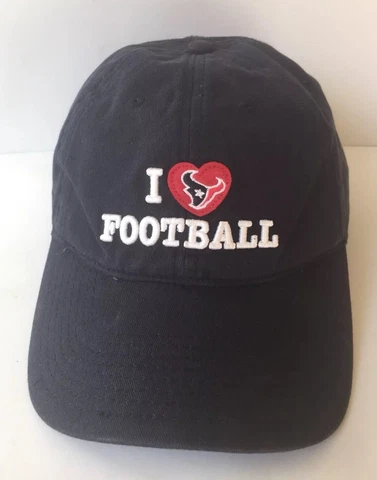 NFL Houston Texans I Love Football Cap Hat Adjustable Belt 100% Cotton Cover