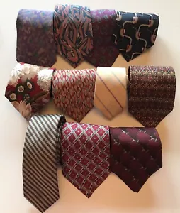 Lot Of 11 Men’s Silk Neckties Var. Brands Styles Point Std Length - Picture 1 of 20