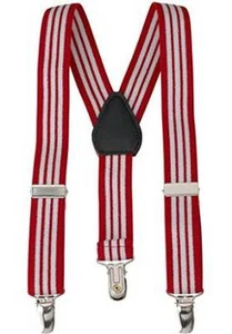 Childrens Toddlers Elastic Adjustable Suspender Red Stripe Kids Suspenders - Picture 1 of 2