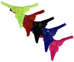 Lot 5 Women Sexy HOT G-String T-Back Thong Lace Lingerie Panties Underwear(#600) - Picture 1 of 6