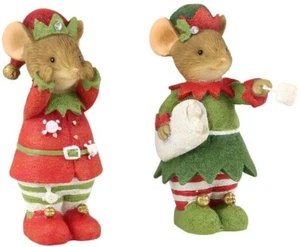 LAST ONE Tails W/ Heart Marshmallow Fun Xmas Mouse Mice Figurine Set2 FREESHIP - Picture 1 of 1