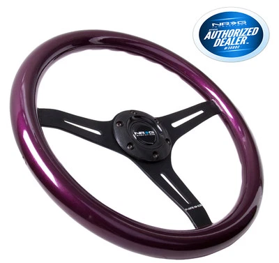 Volante NRG púrpura clásico madera grano 3 radios negro centro ST-015BK-PP Foto 1 de 3