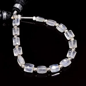 Natural Siloni Moonstone Gemstone Square Faceted Beads 5X5X4 mm Strand 4" E-2226 - Picture 1 of 1