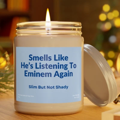 Customizable Eminem Premium Natural Candle 9 oz Rapper Rap Music Fan Room Decor - Image 1 of 4