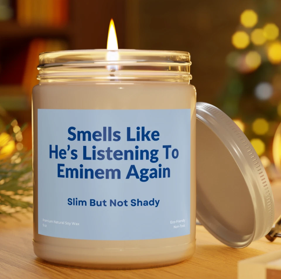 Vela natural premium personalizável Eminem 9 oz música rap rap rap decoração de sala de fãs - Imagem 1 de 4