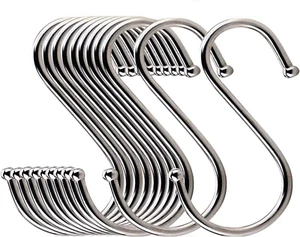 20-Pack round S Shaped Metal, Hooks Hangers for Kitchen, Bathroom, Bedroom and O - Picture 1 of 12