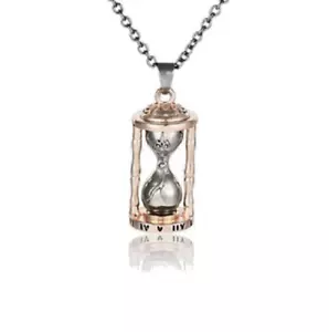 HOURGLASS URN ASHES MEMORIAL CREMATION Pendant On 20" 925 Sterling Silver Chain - Picture 1 of 10