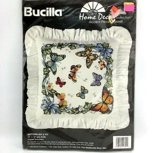 Bucilla BUTTERFLIES & IVY Cross Stitch Kit Sealed Pillow Picture New 40812 - Picture 1 of 4