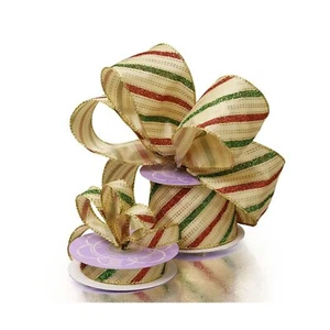 Christmas Striped Wired Ribbon - 5/8in. X 10 Yards (pm5726001) - Picture 1 of 1