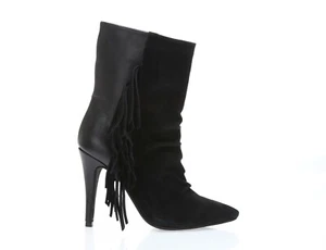 Raye Jess Women's black suede fringe pull on booties sz. 37 - Picture 1 of 6