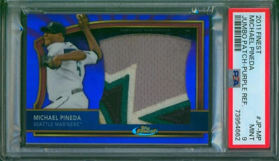 Parche Jumbo Michael Pineda 2011 Topps Finest Purple Refractor RC #5/5 SP PSA 9 Foto 1 de 2