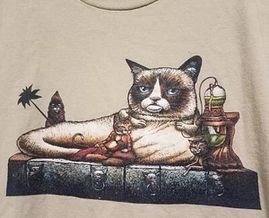 Grumpy Cat T Shirt Mens XXL Tee Star Wars Parody Shirt Fury Beige Cotton Hookah - Picture 1 of 8