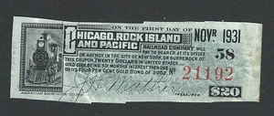 Bigjake: Chicago, Rock Island and Pacific, $20.00 Coupon - Nov. 1931 - Picture 1 of 2