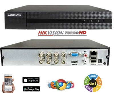 HIKVISION XVR DVR HD-TVI AHD CVBS 8CH CANALI 2MP 1080P CLOUD P2P VISIONE REMOTA