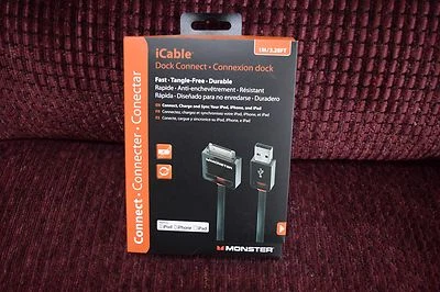MONSTER DOCK CONNECT ICABLE FOR IPHONE IPOD AND IPAD NEW IN SEALED BOX - Image 1 of 3